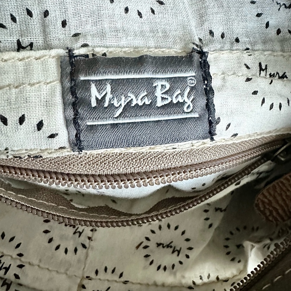 Myra Bag Multicolor Crossbody Purse Tweed Leather Cowhide Boho Style Canvas Back - Picture 9 of 16
